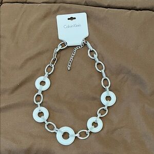 Calvin Klein Silver and Cream Necklace